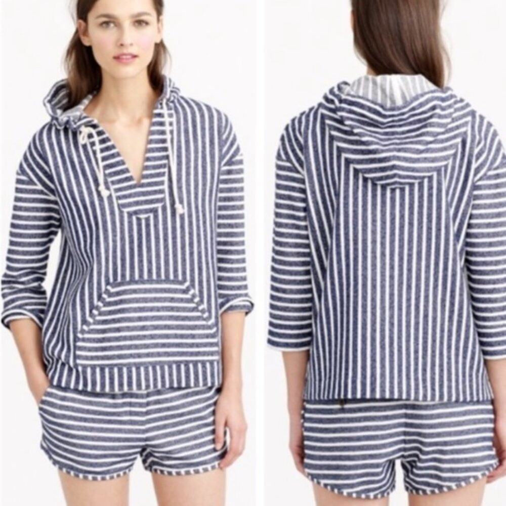 J.Crew Striped Baja Hoodie in Navy/White Size Medium - Picture 12 of 12
